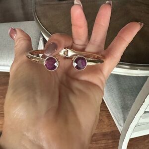 NWOT Betsey Johnson Elegant Gold and Purple Hinge Bracelet